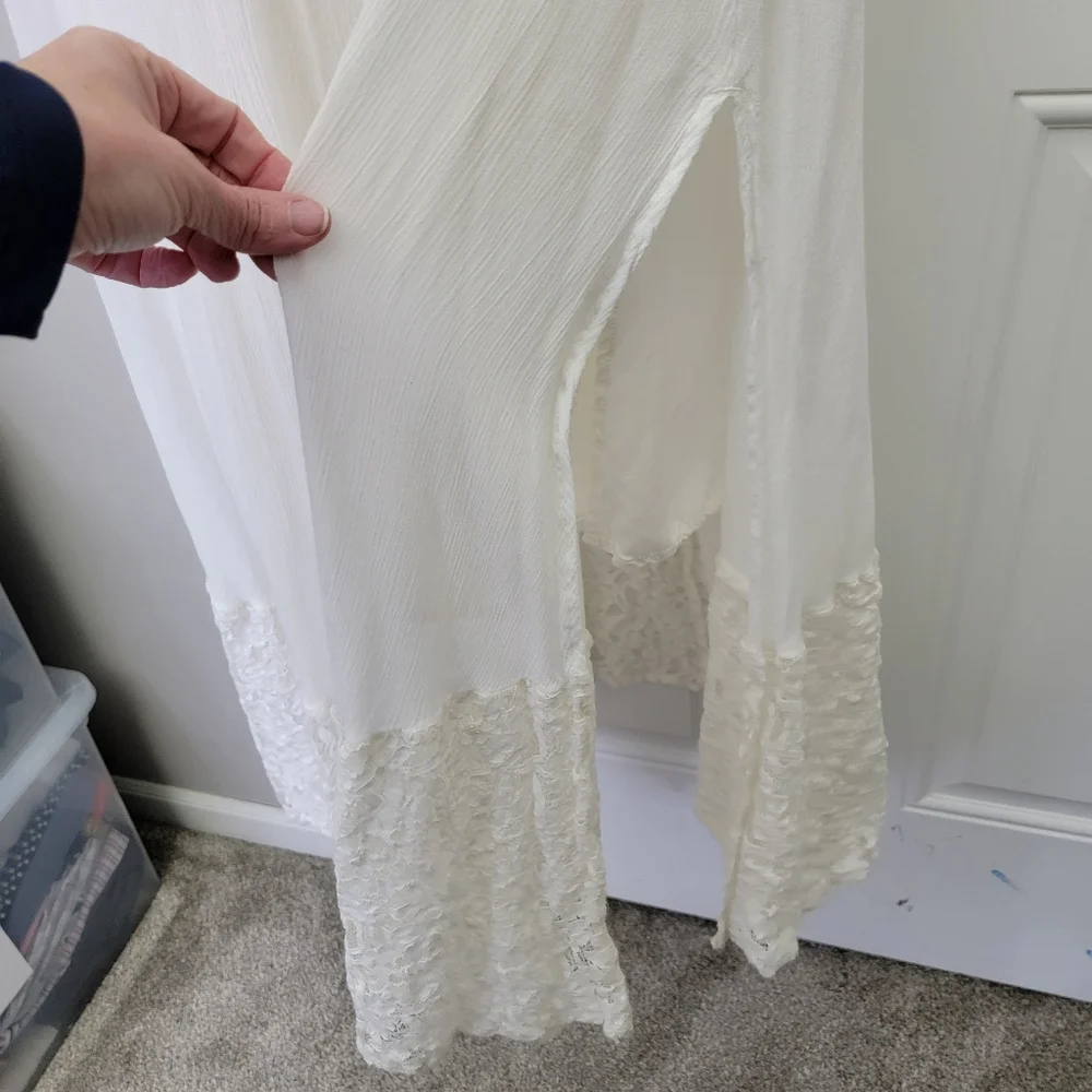 Abercrombie And Fitch White Lace Gauzy Maxi Dress Party Casual Bride Size Medium